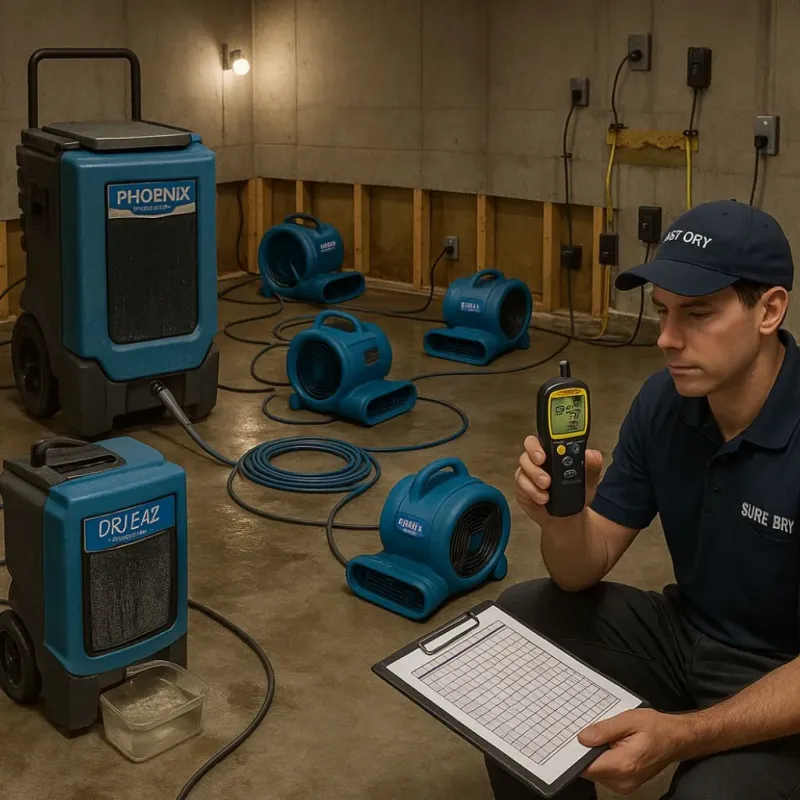 Structural Drying and Dehumidification process in Princeville, IL
